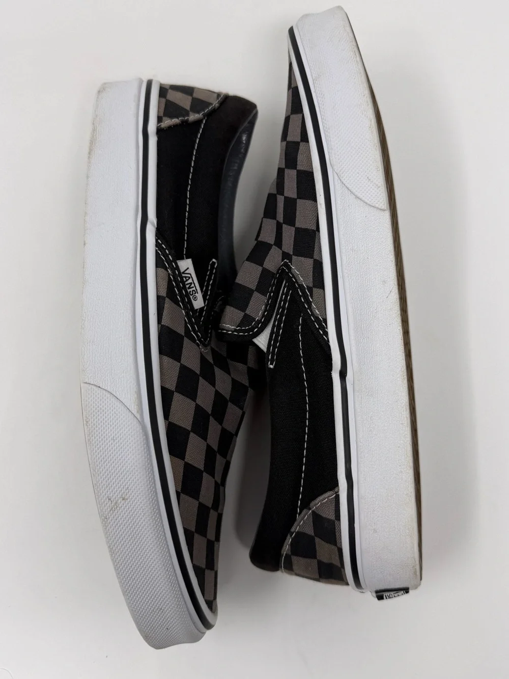 Men’s Vans Slip-On Checkerboard Sneakers - Black & Gray Sz. 6.5